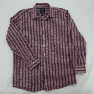 Stafford "Travel" Dress Shirt, Fitted Cut, Red/Wine Check